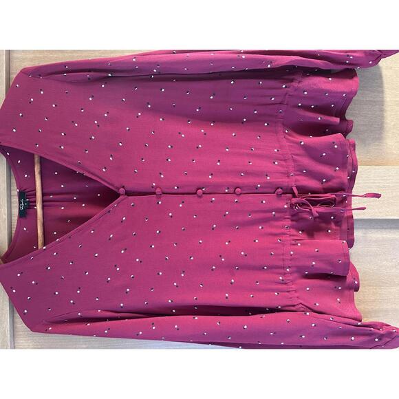 Rails Beaux Button-front Peplum Top In Rouge Offset Dot Women’s size Small - Picture 5 of 12